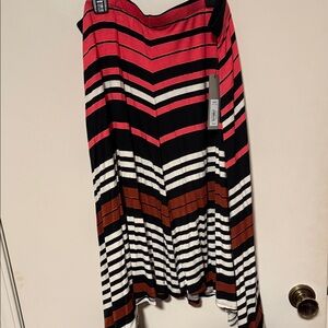 Apt. 9 Pink, Black, White & Brown Striped High-Low Maxi Skirt with pockets